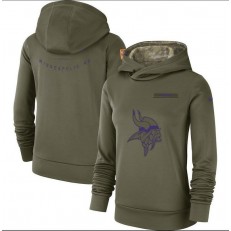 Minnesota Vikings Nike Women Salute to Service Team Logo Performance Pullover Hoodie - Olive