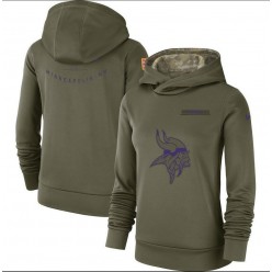 Minnesota Vikings Nike Women Salute to Service Team Logo Performance Pullover Hoodie - Olive