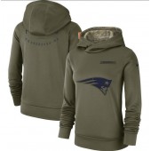 New England Patriots Nike Women Salute to Service Team Logo Performance Pullover Hoodie - Olive