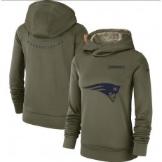 New England Patriots Nike Women Salute to Service Team Logo Performance Pullover Hoodie - Olive