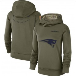 New England Patriots Nike Women Salute to Service Team Logo Performance Pullover Hoodie - Olive