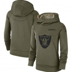 Oakland Raiders Nike Women Salute to Service Team Logo Performance Pullover Hoodie - Olive