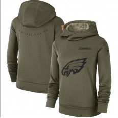 Philadelphia Eagles Nike Women Salute to Service Team Logo Performance Pullover Hoodie - Olive