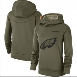 Philadelphia Eagles Nike Women Salute to Service Team Logo Performance Pullover Hoodie - Olive