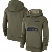 Seattle Seahawks Nike Women Salute to Service Team Logo Performance Pullover Hoodie - Olive