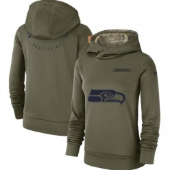 Seattle Seahawks Nike Women Salute to Service Team Logo Performance Pullover Hoodie - Olive