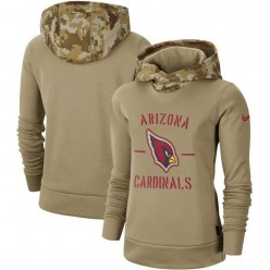 Women Arizona Cardinals Nike Khaki 2019 Salute to Service Therma Pullover Hoodie
