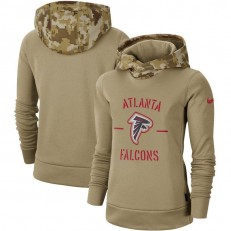 Women Atlanta Falcons Nike Khaki 2019 Salute to Service Therma Pullover Hoodie