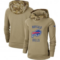 Women Buffalo Bills Nike Khaki 2019 Salute to Service Therma Pullover Hoodie