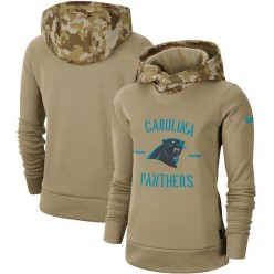 Women Carolina Panthers Nike Khaki 2019 Salute to Service Therma Pullover Hoodie