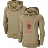 Women Chicago Bears Nike Khaki 2019 Salute to Service Therma Pullover Hoodie