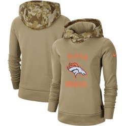 Women Denver Broncos Nike Khaki 2019 Salute to Service Therma Pullover Hoodie