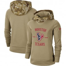 Women Houston Texans Nike Khaki 2019 Salute to Service Therma Pullover Hoodie