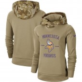 Women Minnesota Vikings Nike Khaki 2019 Salute to Service Therma Pullover Hoodie