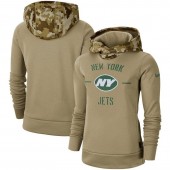 Women New York Jets Nike Khaki 2019 Salute to Service Therma Pullover Hoodie
