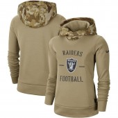 Women Oakland Raiders Nike Khaki 2019 Salute to Service Therma Pullover Hoodie