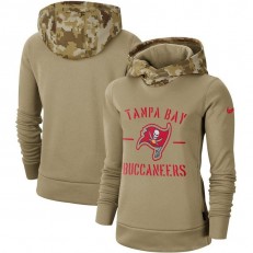 Women Tampa Bay Buccaneers Nike Khaki 2019 Salute to Service Therma Pullover Hoodie