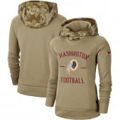 Women Washington Redskins Nike Khaki 2019 Salute to Service Therma Pullover Hoodie