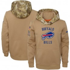 Youth Buffalo Bills Nike Khaki 2019 Salute to Service Therma Pullover Hoodie