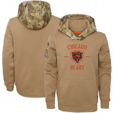 Youth Chicago Bears Nike Khaki 2019 Salute to Service Therma Pullover Hoodie