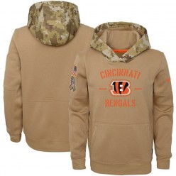 Youth Cincinnati Bengals Nike Khaki 2019 Salute to Service Therma Pullover Hoodie