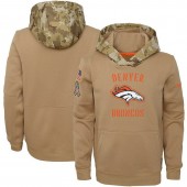 Youth Denver Broncos Nike Khaki 2019 Salute to Service Therma Pullover Hoodie