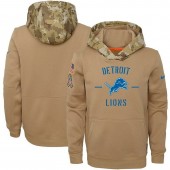 Youth Detroit Lions Nike Khaki 2019 Salute to Service Therma Pullover Hoodie