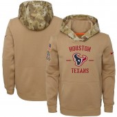 Youth Houston Texans Nike Khaki 2019 Salute to Service Therma Pullover Hoodie