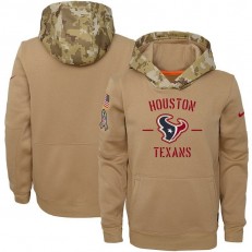 Youth Houston Texans Nike Khaki 2019 Salute to Service Therma Pullover Hoodie