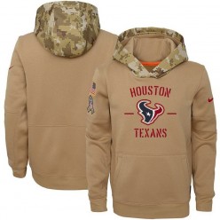 Youth Houston Texans Nike Khaki 2019 Salute to Service Therma Pullover Hoodie