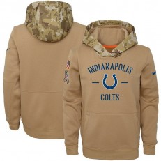 Youth Indianapolis Colts Nike Khaki 2019 Salute to Service Therma Pullover Hoodie