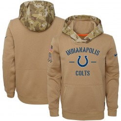 Youth Indianapolis Colts Nike Khaki 2019 Salute to Service Therma Pullover Hoodie