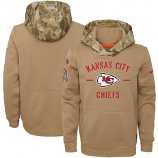 Youth Kansas City Chiefs Nike Khaki 2019 Salute to Service Therma Pullover Hoodie