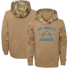 Youth Los Angeles Chargers Nike Khaki 2019 Salute to Service Therma Pullover Hoodie