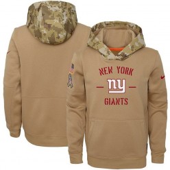 Youth New York Giants Nike Khaki 2019 Salute to Service Therma Pullover Hoodie