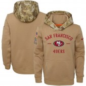 Youth San Francisco 49ers Nike Khaki 2019 Salute to Service Therma Pullover Hoodie