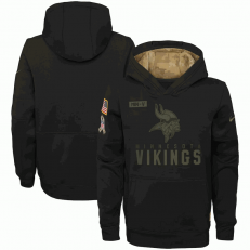 Minnesota Vikings Nike Black 2020 Salute to Service Sideline Performance Pullover Youth Hoodie