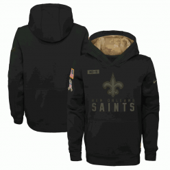 New Orleans Saints Nike Black 2020 Salute to Service Sideline Performance Pullover Youth Hoodie