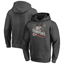 Kansas City Chiefs NFL Pro Line by Fanatics Branded 2019 AFC Champions Trophy Collection Locker Room Pullover Hoodie &ndash; Heather Charcoal