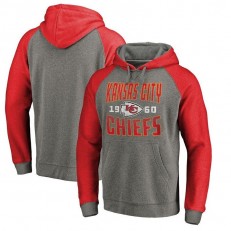 Kansas City Chiefs NFL Pro Line by Fanatics Branded Timeless Collection Antique Stack Tri-Blend Raglan Pullover Hoodie - Ash