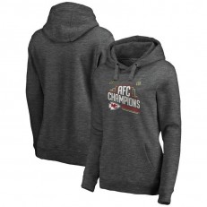 Kansas City Chiefs NFL Pro Line by Fanatics Branded Women 2019 AFC Champions Trophy Collection Locker Room Crossover V-Neck Pullover Hoodie - Heather Charcoal