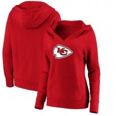 Kansas City Chiefs NFL Pro Line by Fanatics Branded Women Primary Team Logo V-Neck Pullover Hoodie - Red