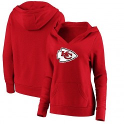 Kansas City Chiefs NFL Pro Line by Fanatics Branded Women Primary Team Logo V-Neck Pullover Hoodie - Red