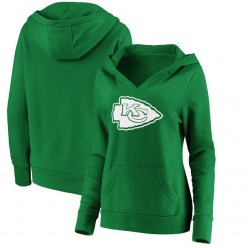 Kansas City Chiefs NFL Pro Line by Fanatics Branded Women St. Patricks Day White Logo Pullover Hoodie &ndash; Green