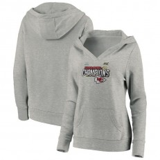 Kansas City Chiefs NFL Pro Line by Fanatics Branded Women Super Bowl LIV Champions Trophy Collection Locker Room Pullover Hoodie &ndash; Heather Gray