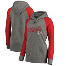 Kansas City Chiefs NFL Pro Line by Fanatics Branded Women Timeless Collection Rising Script Tri-Blend Raglan Pullover Hoodie - Ash