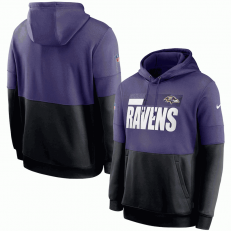 Baltimore Ravens Nike Purple Black Sideline Impact Lockup Performance Pullover Hoodie