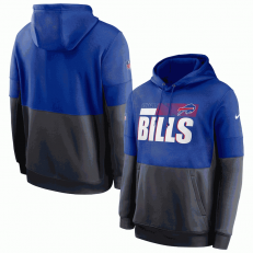 Buffalo Bills Nike Royal Gray Sideline Impact Lockup Performance Pullover Hoodie