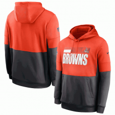 Cleveland Browns Nike Orange Gray Sideline Impact Lockup Performance Pullover Hoodie