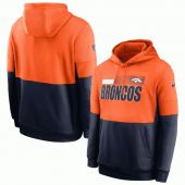 Denver Broncos Nike Orange Navy Sideline Impact Lockup Performance Pullover Hoodie